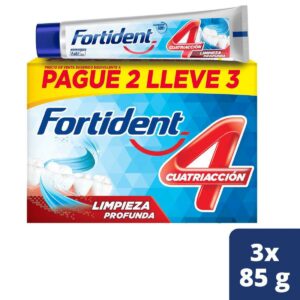 Crema Dental Fortident Cuatriaccion Limpieza Profunda 3und x85gr
