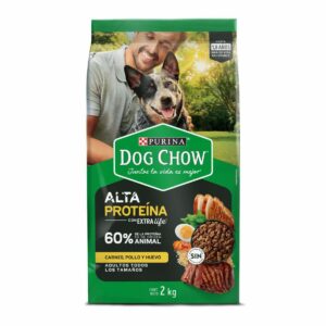 Dog Chow Alta Proteina Carnes, Pollo y Huevo x2kg