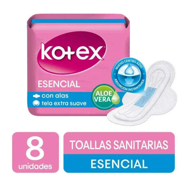 Toallas Protectoras Kotex Esencial Con Alas x8Und