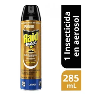 Insecticida Raid Max Mata Cucarachas y Chiripas En Aerosol x285ml
