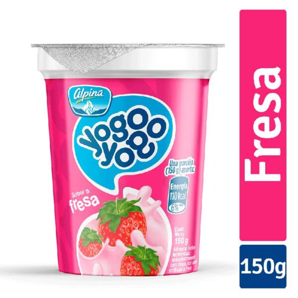 Yogurt Alpina YogoYogo Sabor Fresa Vasito x150g