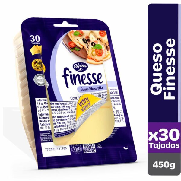 Queso Alpina Finesse 30 Tajadas x450g