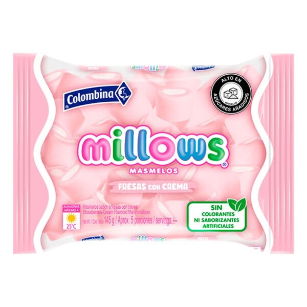 Masmelos Millows Fresas Con Crema Colombina x145g