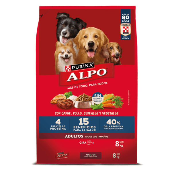 Dog Chow Purina ALPO Sabor Carne, Pollo, Cereales y Vegetales x8kg