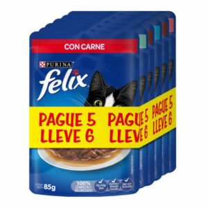 Comida Humeda Para Gato FELIX Pouch Adulto Surtido Pague 5 Lleve 6 x85gr