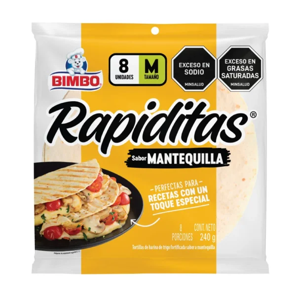 Tortillas Bimbo Rapiditas Sabor Mantequilla 8 Und x 240g