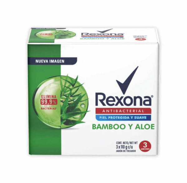 Jabón Para Piel Rexona Antibacterial Bamboo Y Aloe
 3und x110g c/u