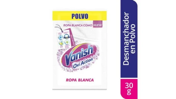 Desmanchador Vanish Oxi Action Para Ropa Blanca En Polvo x30g