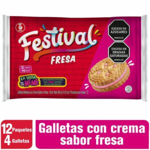 Galletas Noel Festival Fresa 12 Paq x403g