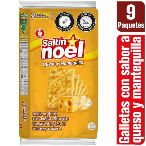 Galletas Saltin Noel Queso y Mantequilla 9 Paq x202g
