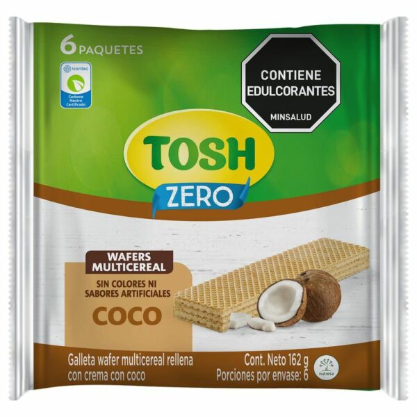 Galletas Tosh Wafers Multicereal Coco 6 Paq x162g