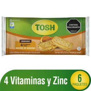 Galletas Tosh Cremadas Mousse de Naranja 6 Paq x148g