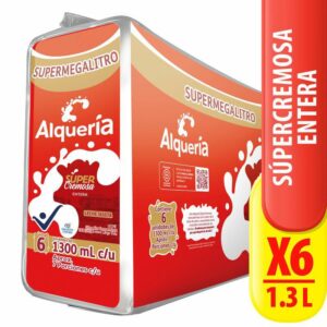 Six Pack Leche Alqueria Entera Super Cremosa 6 und ×1300ml c/u