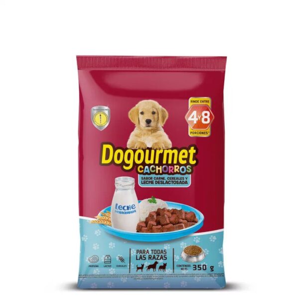 Alimentó Para Perro Dogourmet Cachorros Sabor Carne, Cereales y Leche Deslactosada x350g