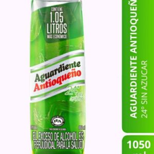 Aguardiente Antioqueño Verde 24°. Sin Azúcar x1050ml