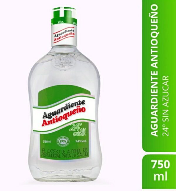 Aguardiente Antioqueño Verde 24° Sin Azúcar x750ml