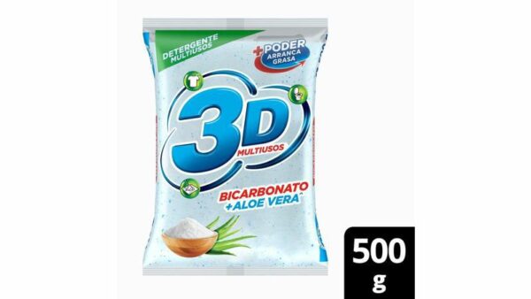 Detergente En Polvo 3D Multiusos Aloe Vera x 500g