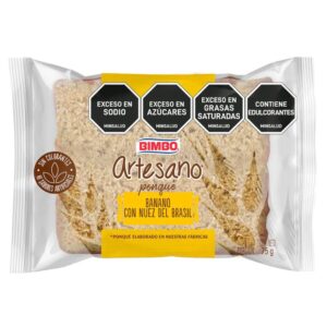 Ponque Bimbo Artesano Banano Con Nuez Del Brasil x 75g