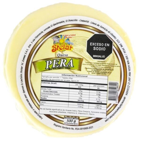 Queso Stelar Pera Bloque x500g