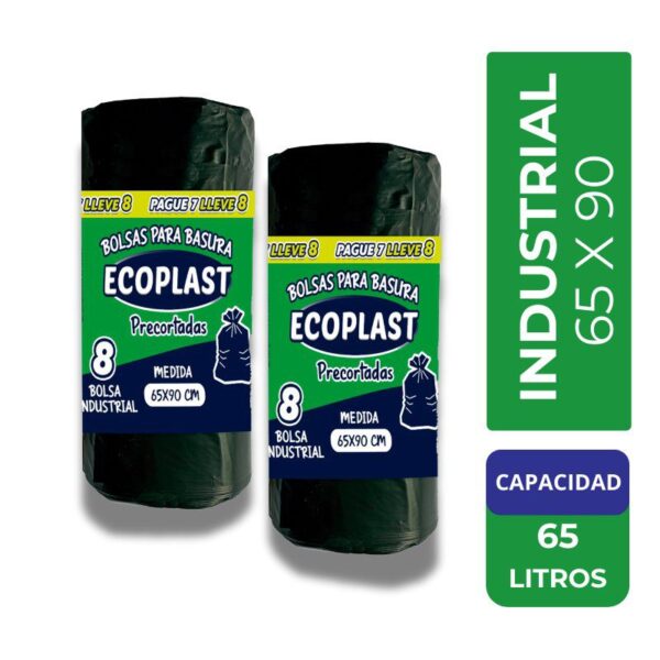 Bolsa Plastica Ecoplast Negra Grande x8und 65x90cm