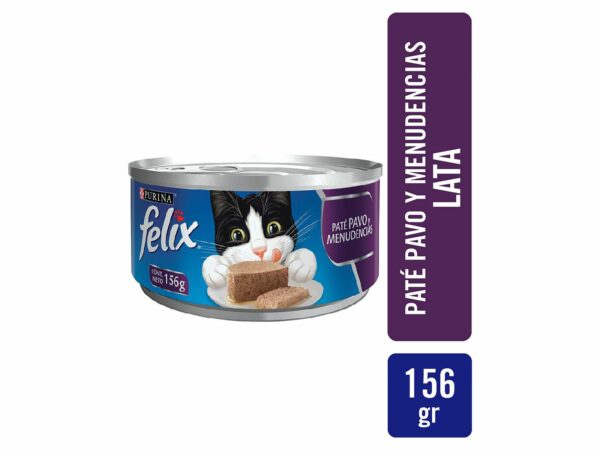 Comida Humeda Para Gato FELIX Pate Pavo y Menudencias Lata x156gr