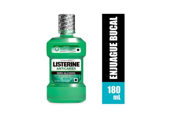 Enjuague Bucal Listerine AntiCaries Zero Alcohol Menta x180ml