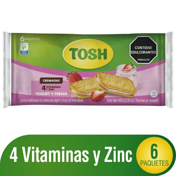 Galletas Tosh Cremadas Yogurt y Fresas 6 Paq x148g