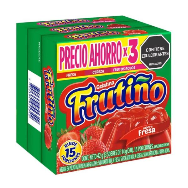 Gelatina Frutiño 3 Sabores Fresa-Cereza-Frutos Rojos 3und x42gr