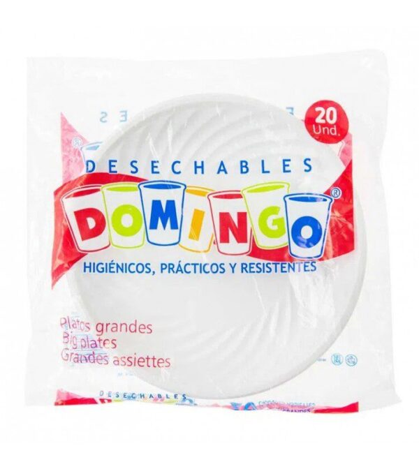 Plato Domingo Desechable Grande x 20 Und