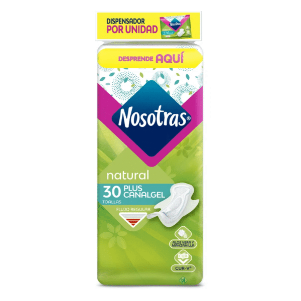 Toallas Protectoras Nosotras Natural Plus Canalgel x30und